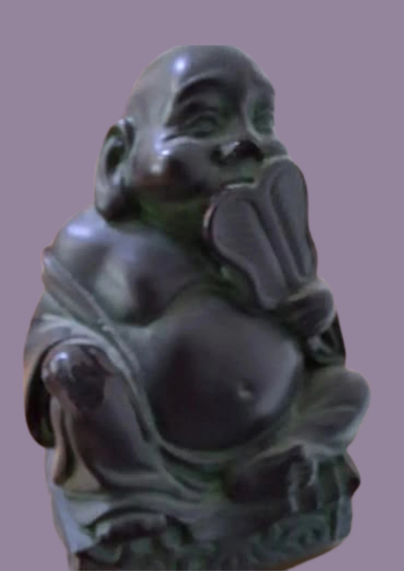 Trío de Budas en yeso patinado en bronce: Protector, meditativo y maestro – photo 4